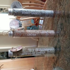 New Bath Salts 3.5 ozs each. Scents are Peach Blssom, Peony and Cornflower.